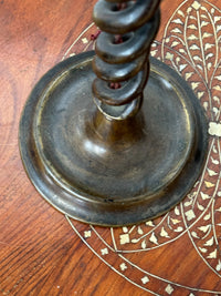 A Pair of 19th Century Open Barley Twist Cast Brass Lamps