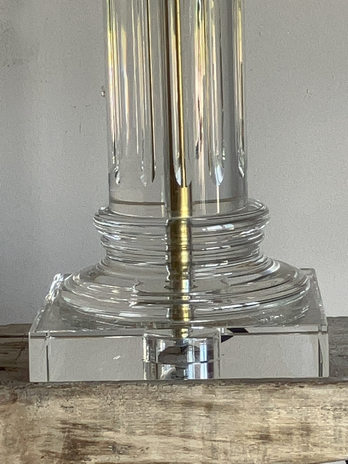A Pair of Large Glass Column Lamps