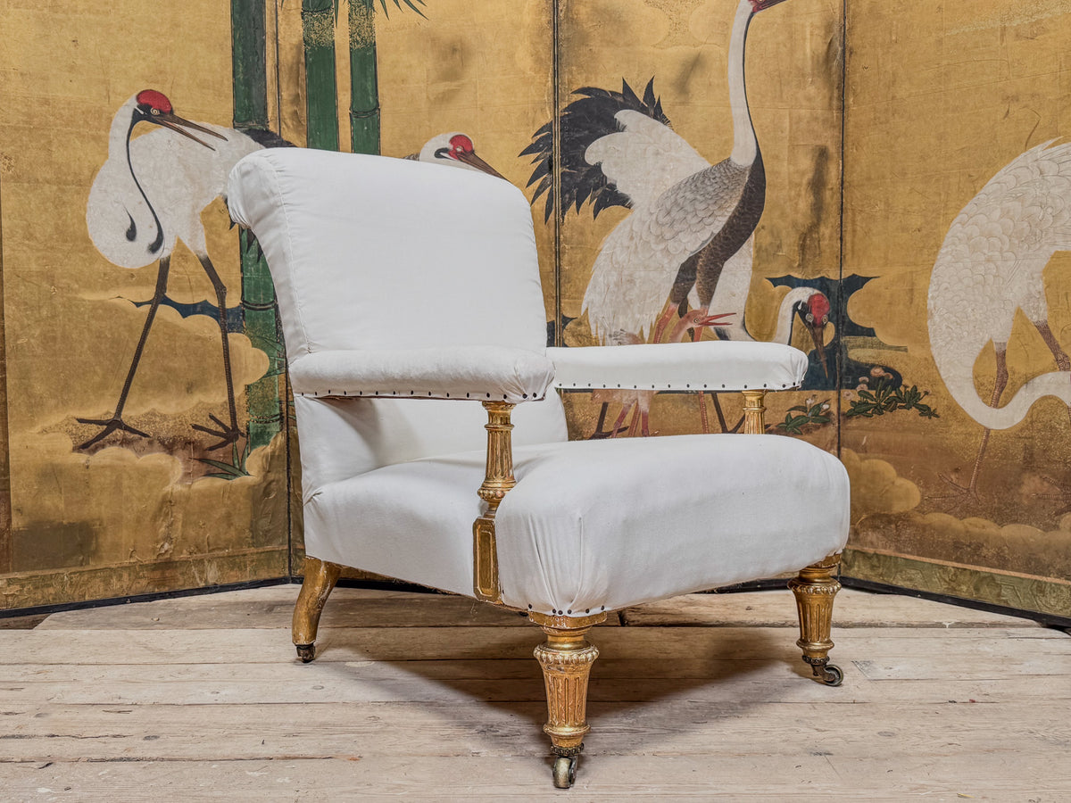 A Mid 19th Century Giltwood Armchair