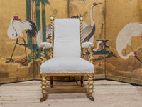 A Mid 19th Century Giltwood Open Armchair