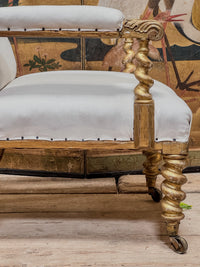 A Mid 19th Century Giltwood Open Armchair