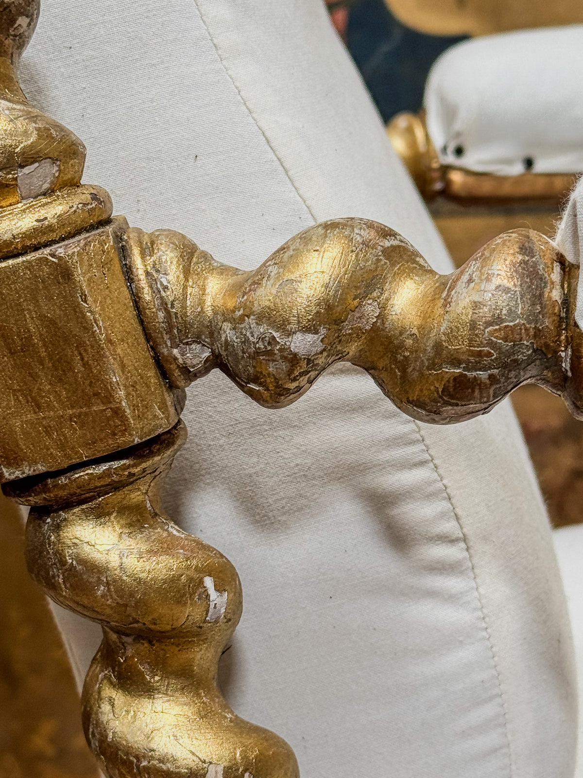A Mid 19th Century Giltwood Open Armchair