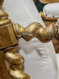 A Mid 19th Century Giltwood Open Armchair
