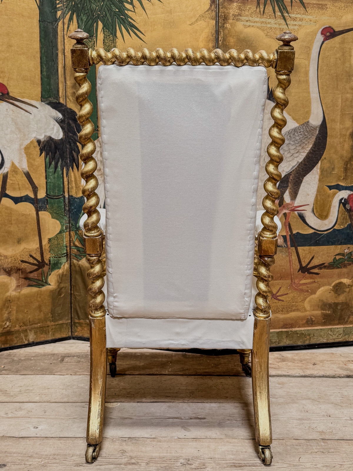 A Mid 19th Century Giltwood Open Armchair