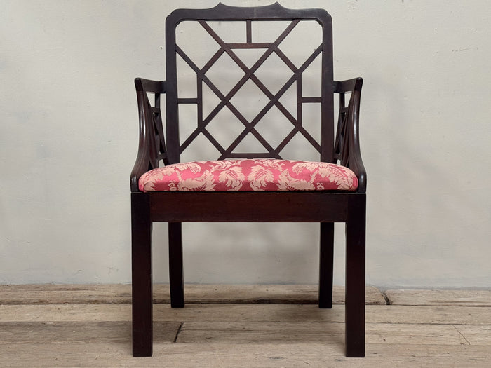 A Late 19th Century Mahogany Chippendale Style Cockpen Armchair