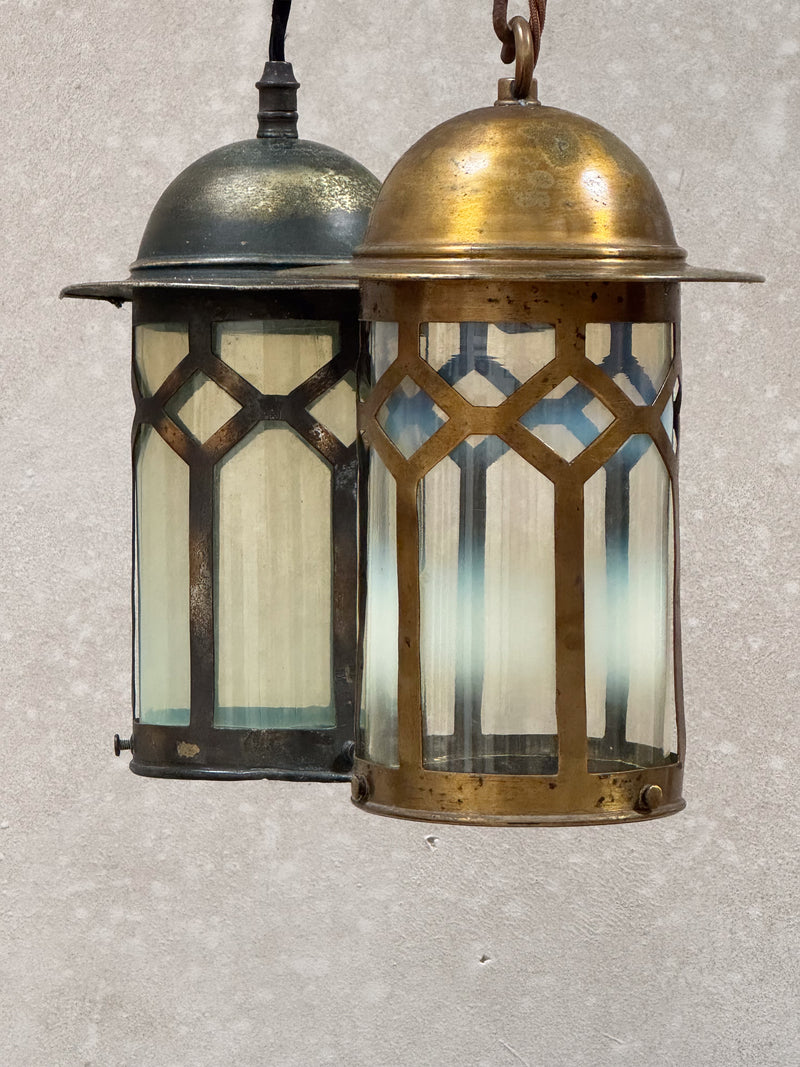 A Matched Pair of Arts & Crafts Brass Lanterns