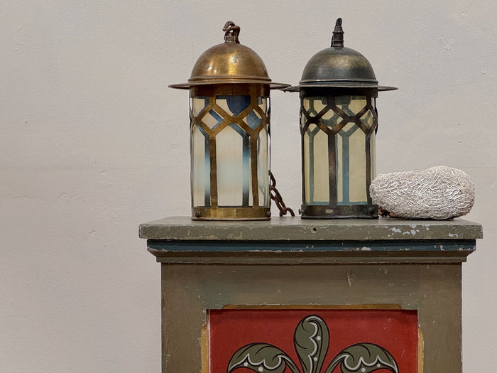 A Matched Pair of Arts & Crafts Brass Lanterns