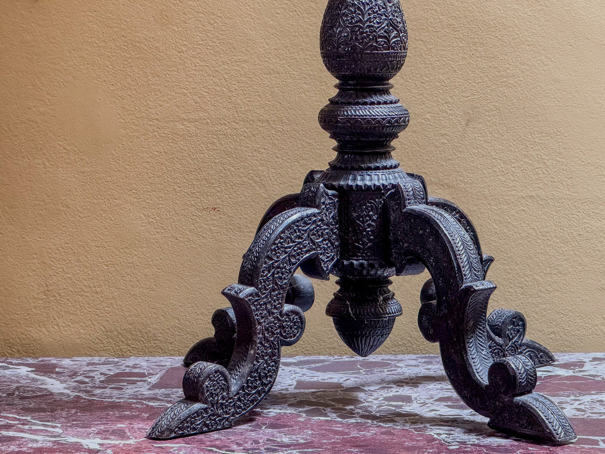 A Mid 19th Century Anglo Indian Ebony Carved Table