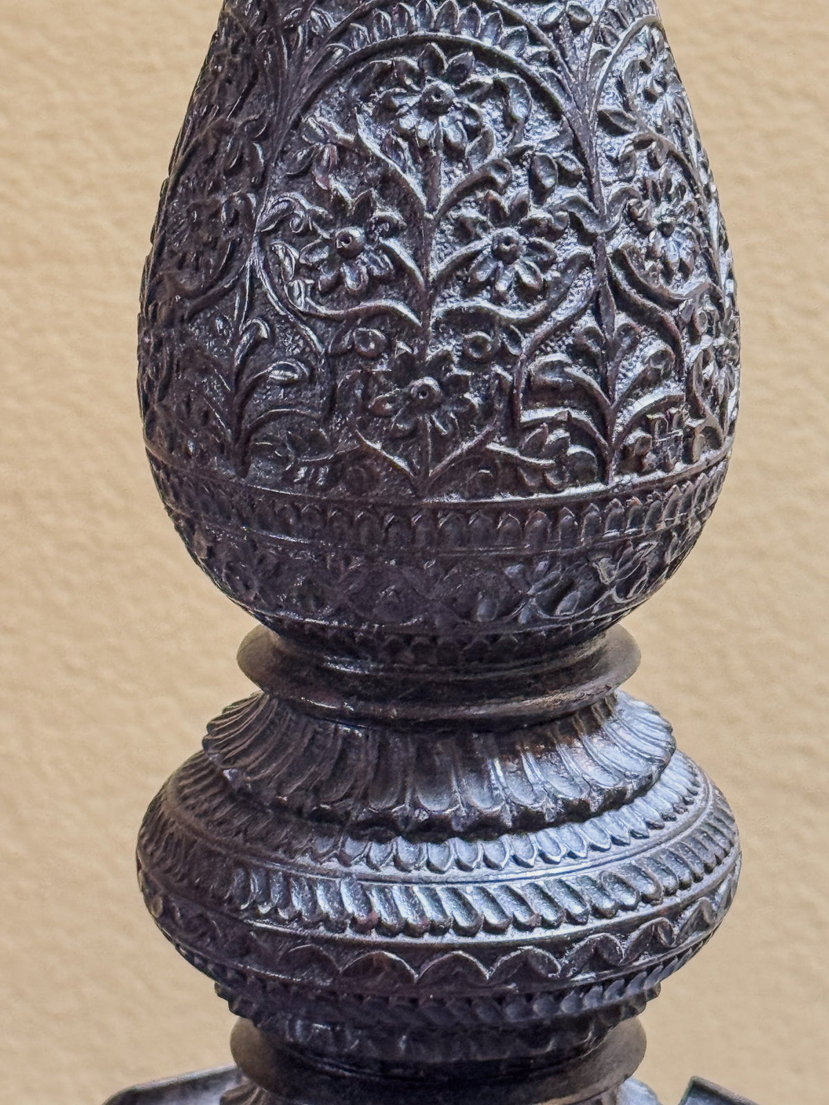 A Mid 19th Century Anglo Indian Ebony Carved Table