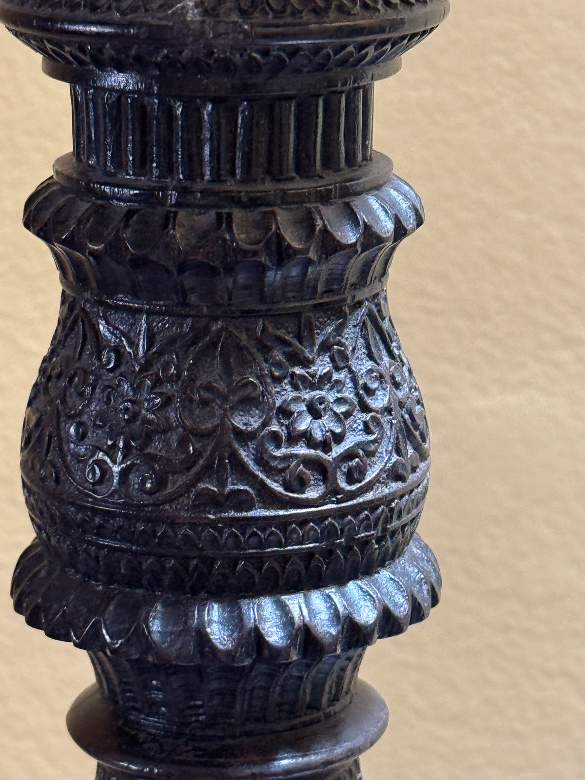 A Mid 19th Century Anglo Indian Ebony Carved Table