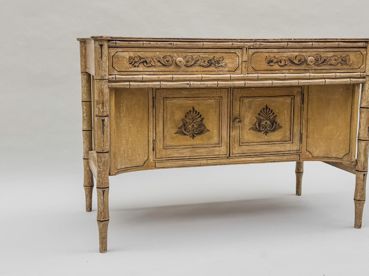 A Late Regency Faux Bamboo Painted Cabinet