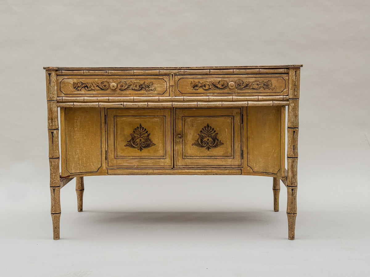 A Late Regency Faux Bamboo Painted Cabinet
