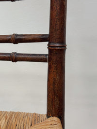 A Pair of Regency Faux Bamboo Rush Seated Chairs