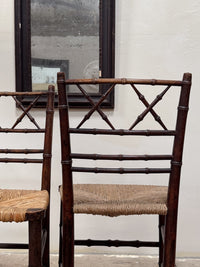 A Pair of Regency Faux Bamboo Rush Seated Chairs