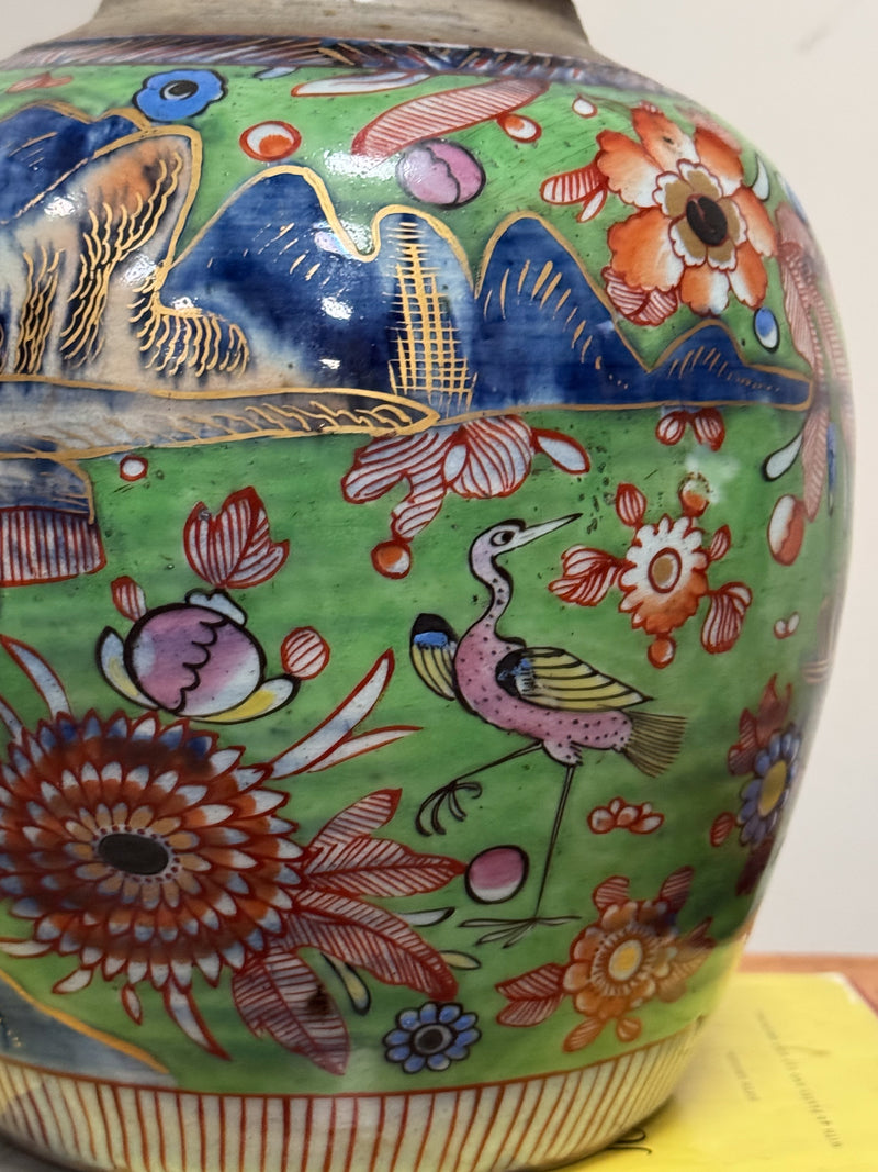 An 18th Century Clobbered Vase Lamp