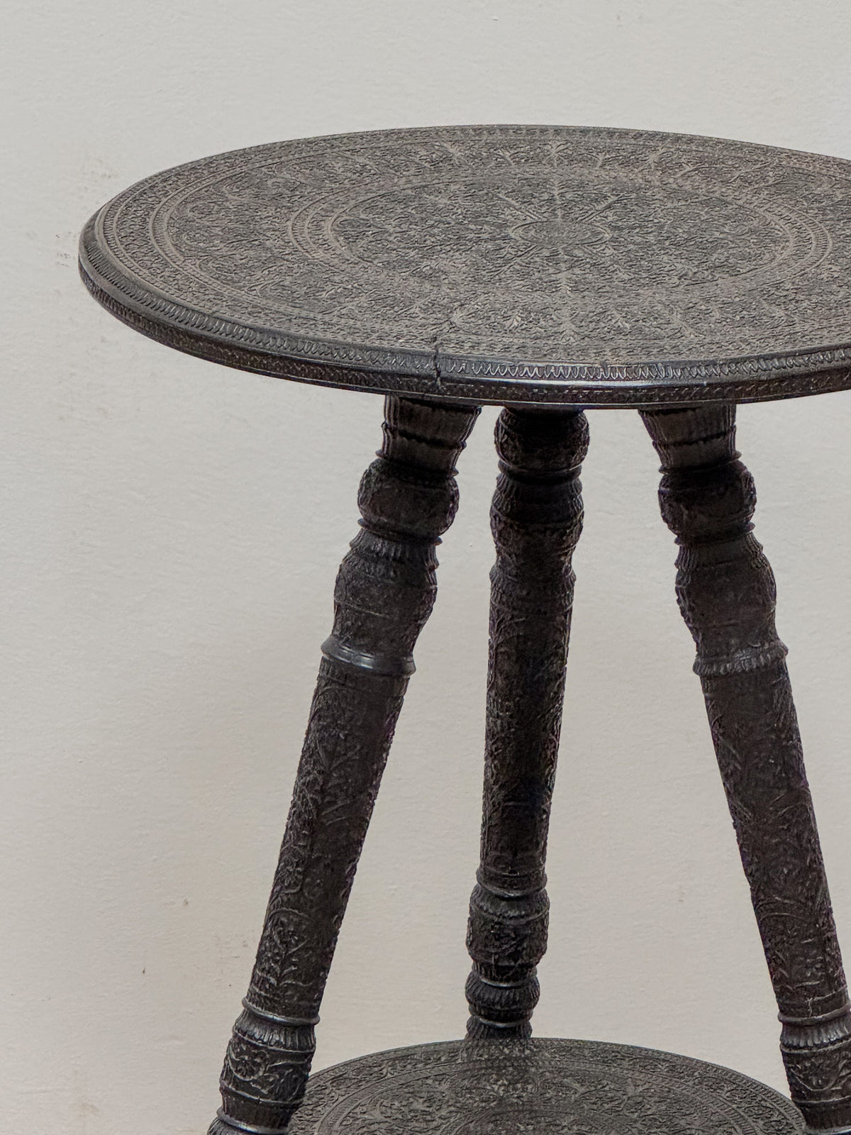 A Mid 19th Century Anglo Indian Ebony Tiered Table