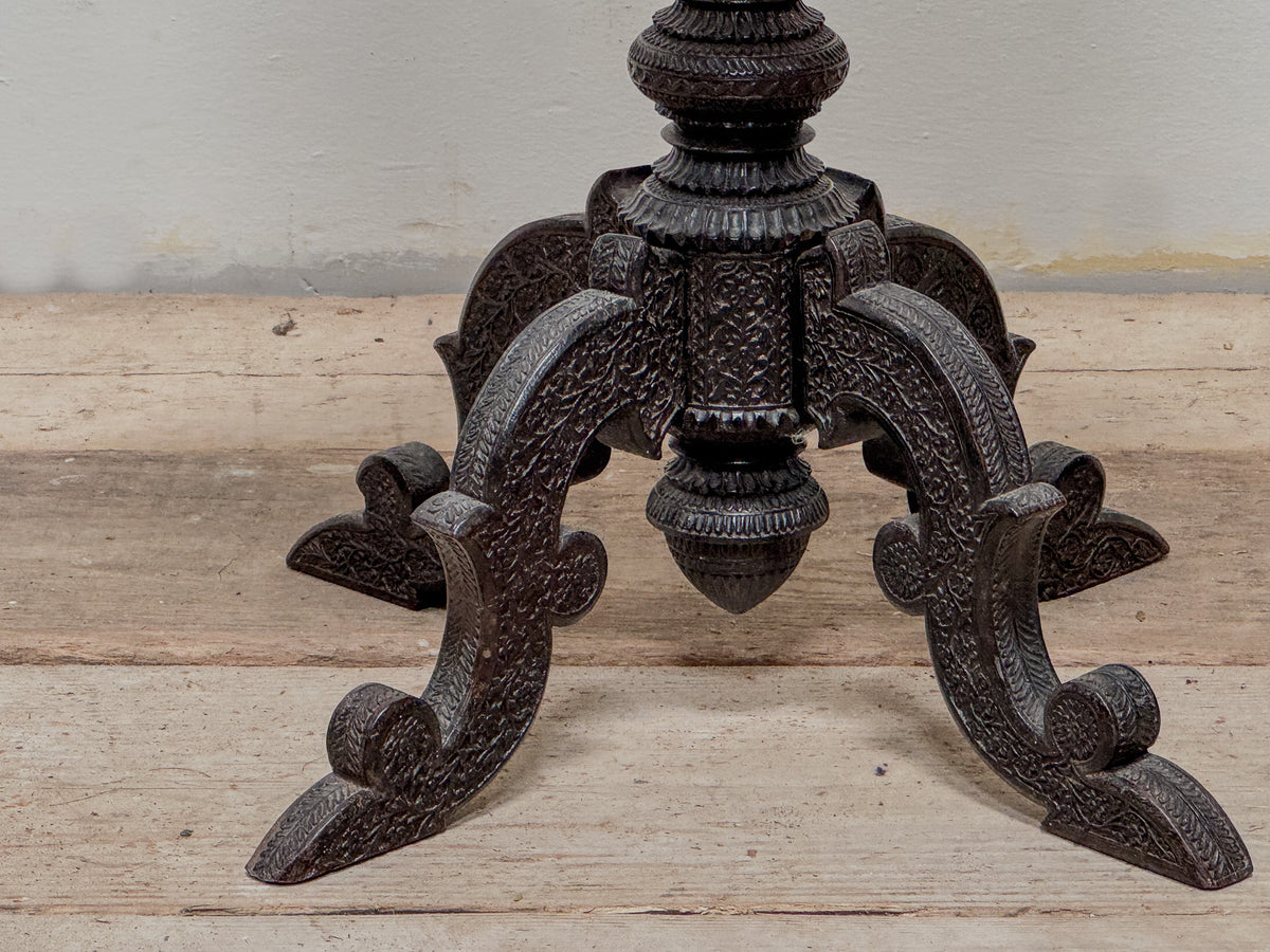 A Mid 19th Century Anglo Indian Ebony Carved Table
