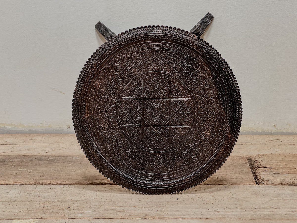 A Mid 19th Century Anglo Indian Ebony Carved Table