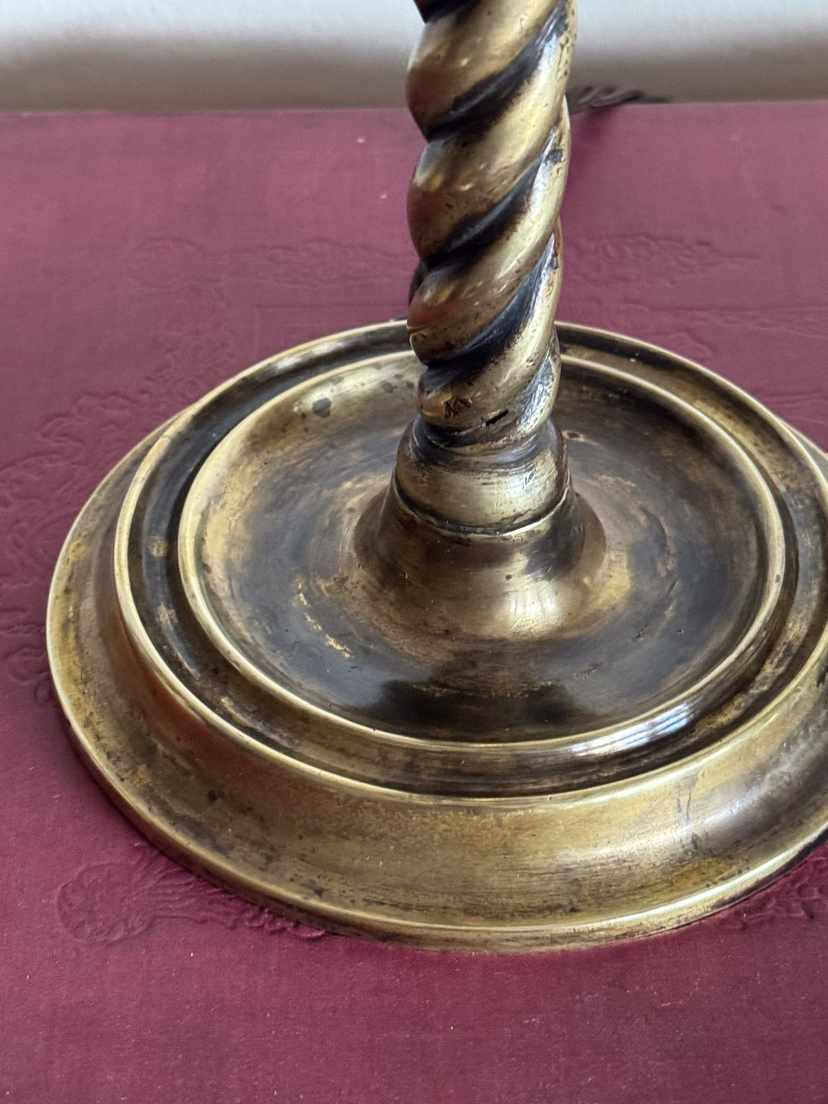 A Pair of George III Brass Rope Twist Lamps