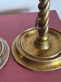 A Pair of George III Brass Rope Twist Lamps