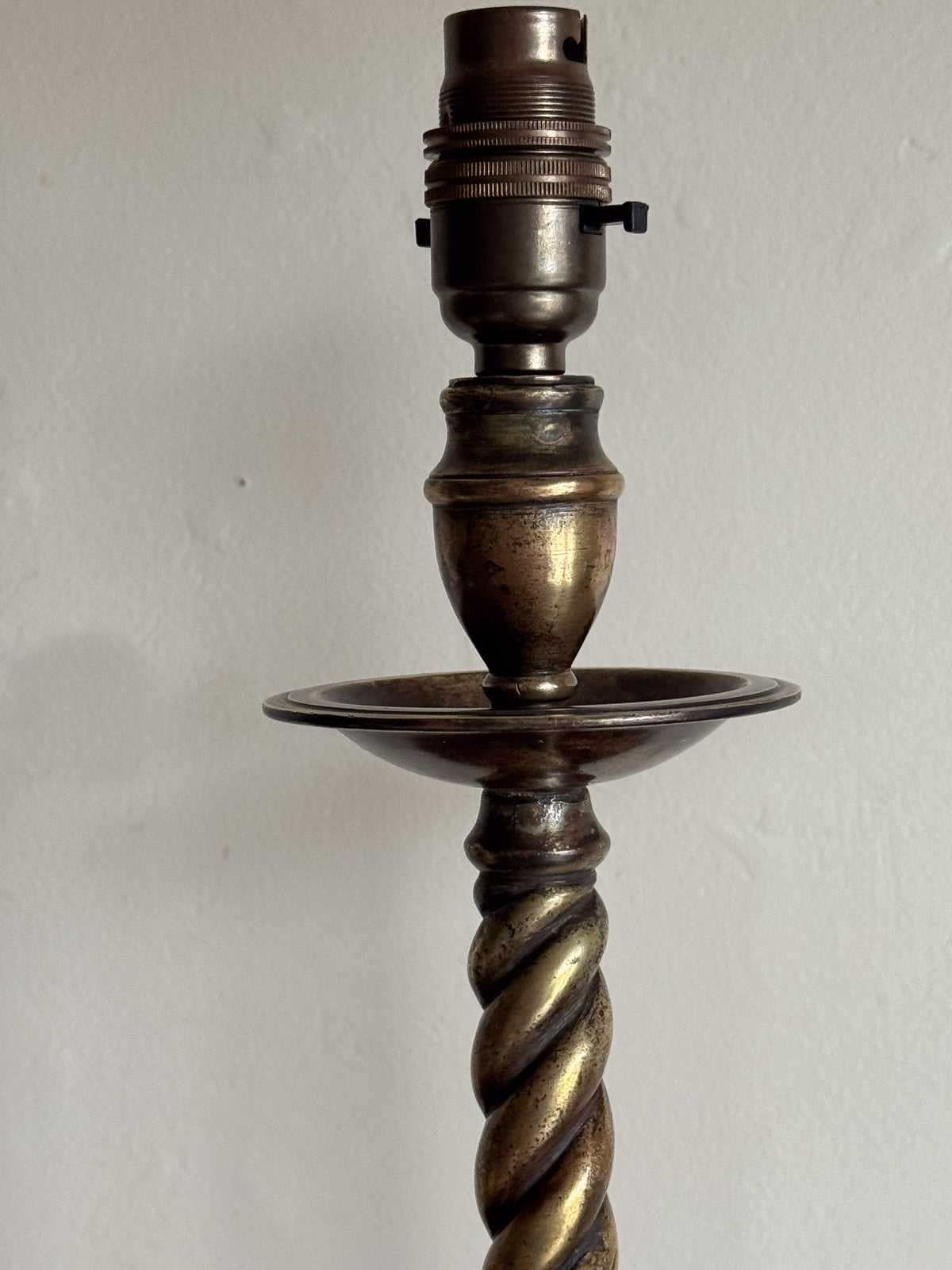 A Pair of George III Brass Rope Twist Lamps