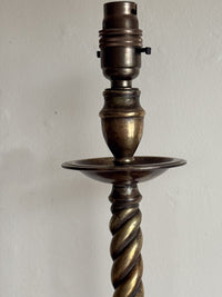 A Pair of George III Brass Rope Twist Lamps