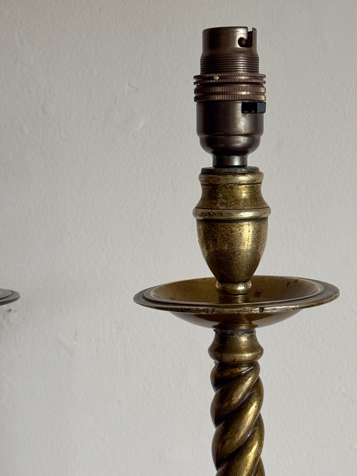 A Pair of George III Brass Rope Twist Lamps