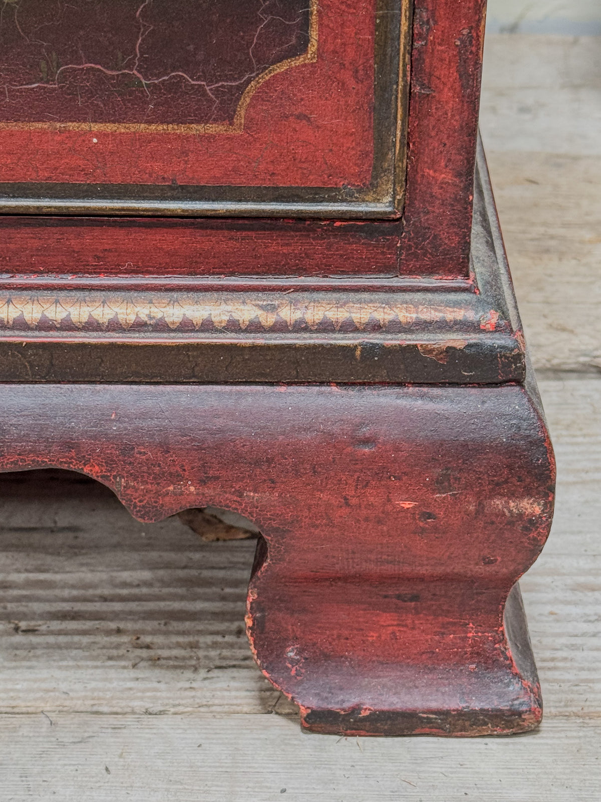 A George III Oak Chest of Chest with 19th Century Lacquered Decoration
