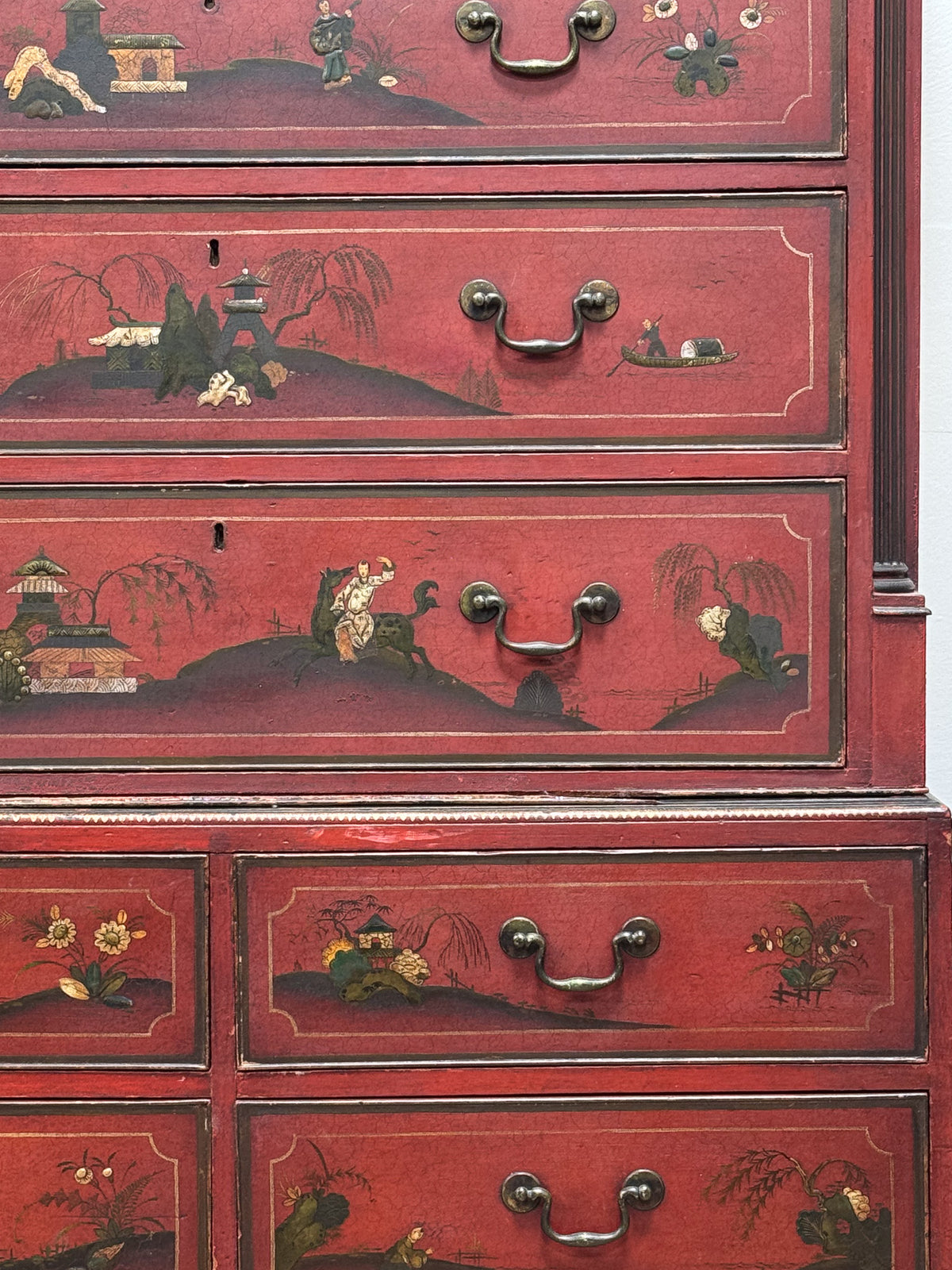 A George III Oak Chest of Chest with 19th Century Lacquered Decoration
