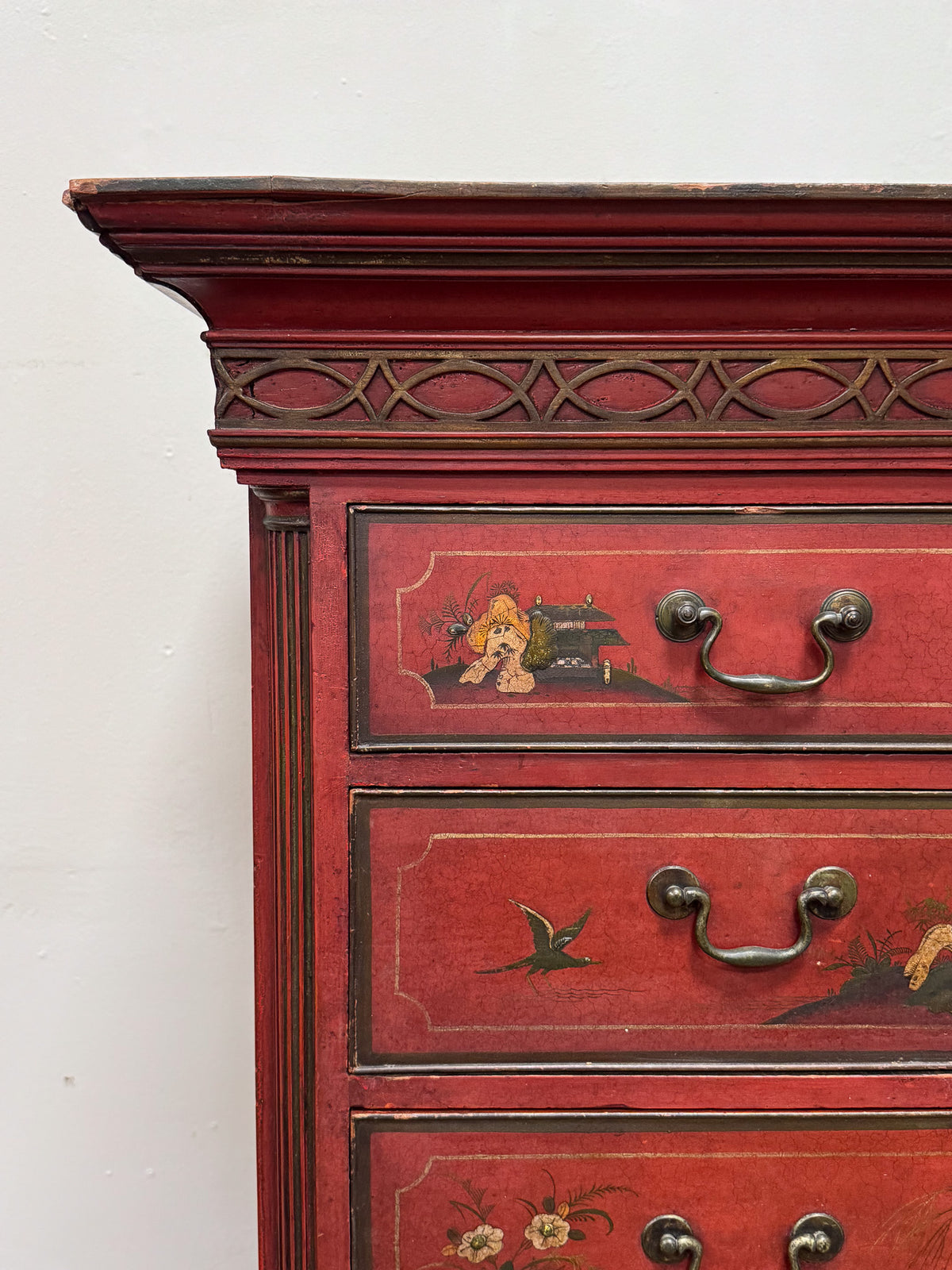 A George III Oak Chest of Chest with 19th Century Lacquered Decoration