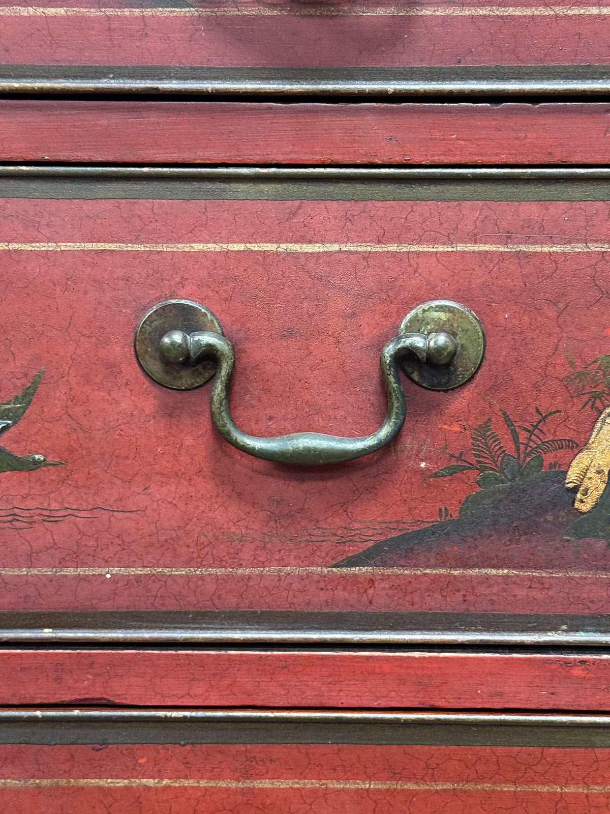 A George III Oak Chest of Chest with 19th Century Lacquered Decoration