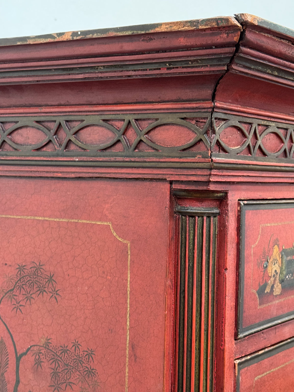 A George III Oak Chest of Chest with 19th Century Lacquered Decoration