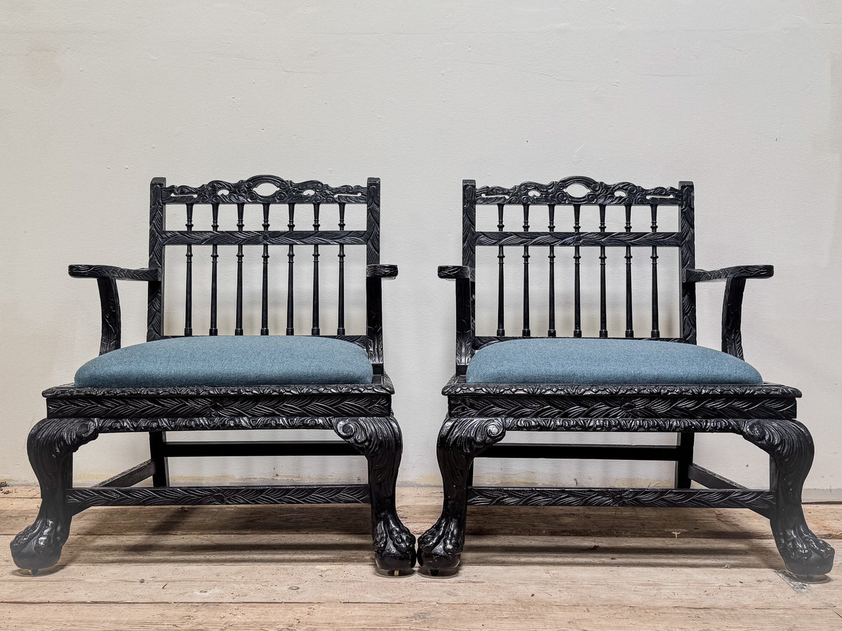 A Pair of 19th Century Anglo Indian Low Chairs