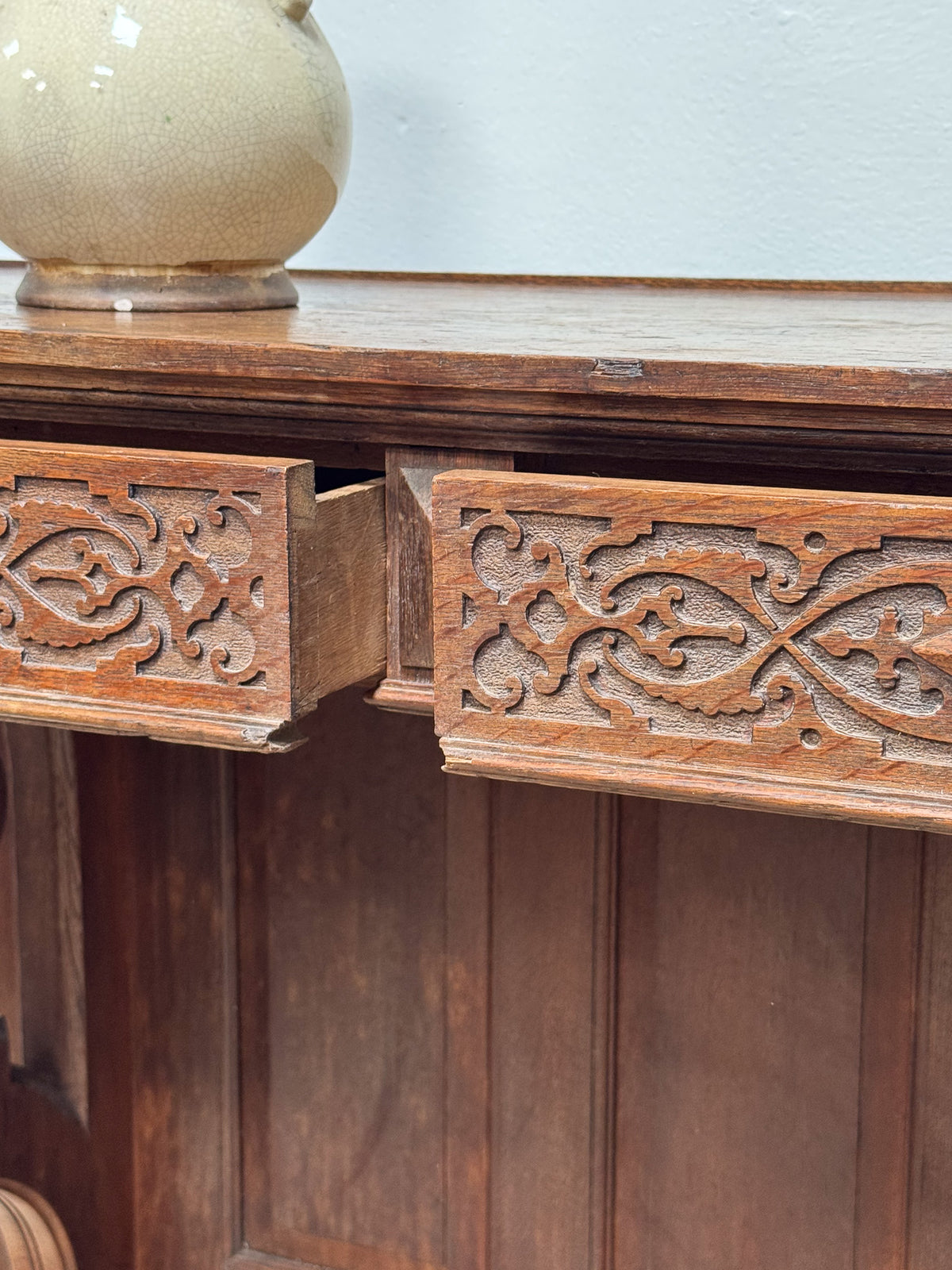 A Mid 19th Century Oak Gothic Revival Console Table
