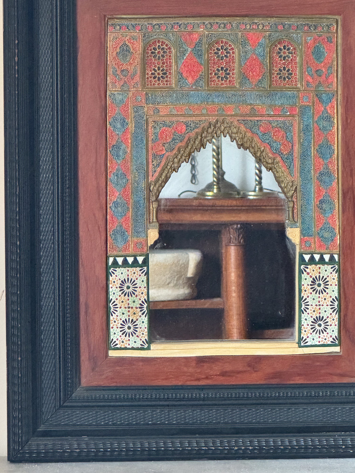 A 19th Century Framed Gesso Alhambra Architectural Model with Mirror