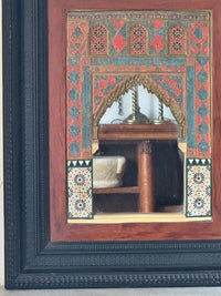 A 19th Century Framed Gesso Alhambra Architectural Model with Mirror