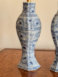 A Pair of 19th Century Delft Vase Lamps