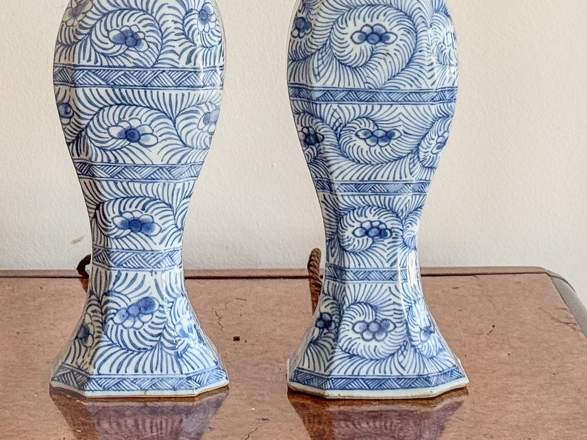 A Pair of 19th Century Delft Vase Lamps