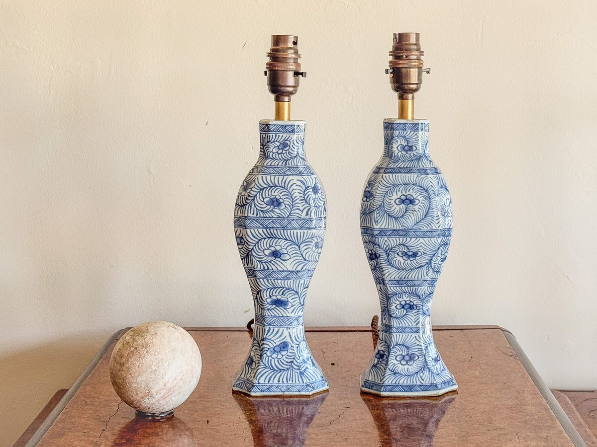 A Pair of 19th Century Delft Vase Lamps