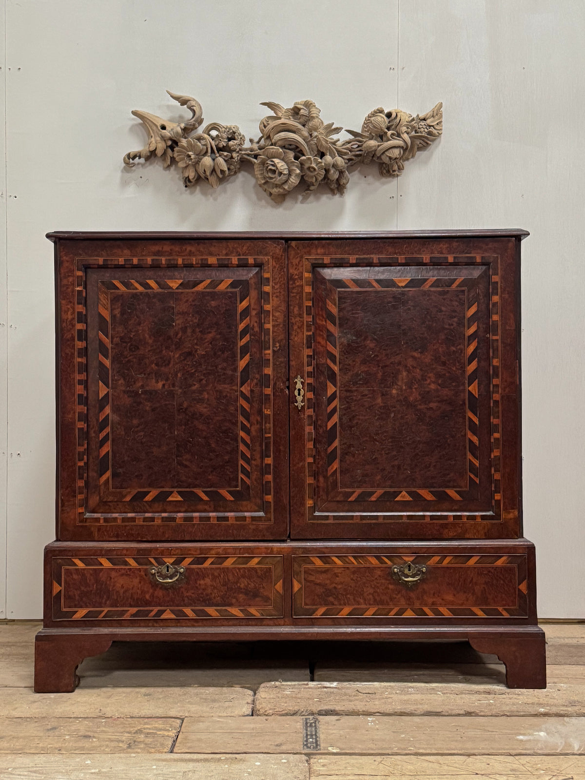 A George III Yew Wood Dwarf Press Cupboard