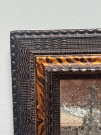 An Early 18th Century Dutch Ebony & Faux Tortoiseshell Ripple Frame Mirror