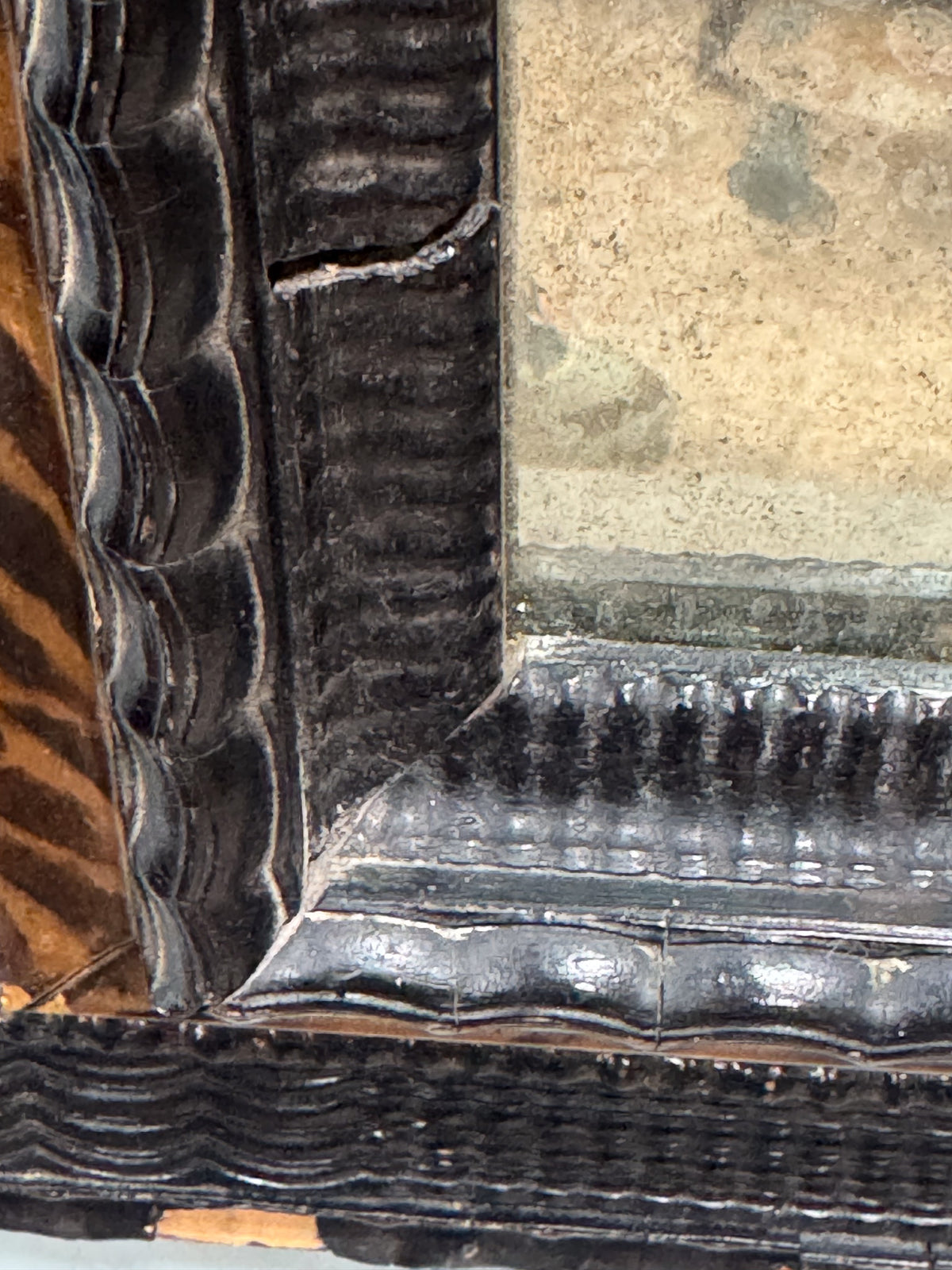An Early 18th Century Dutch Ebony & Faux Tortoiseshell Ripple Frame Mirror