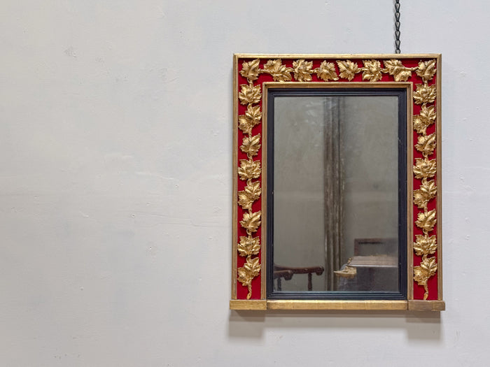 An Early 20th Century French Gilt and Red Velvet Mirror