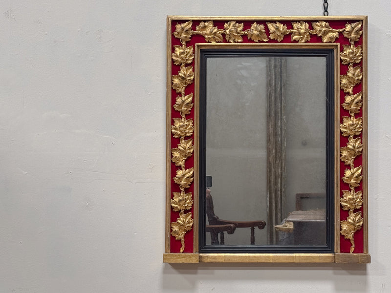 An Early 20th Century French Gilt and Red Velvet Mirror
