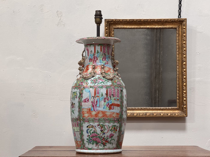 A 19th Century Cantonese Porcelain Famille Rose Vase Lamp