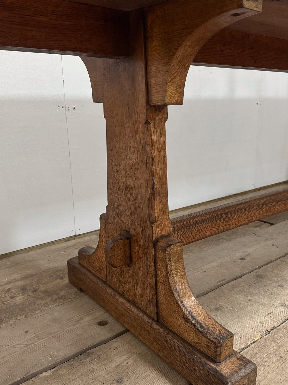A Late 19th Century Oak & Burr Elm Refectory Table by Bulstrode of Cambridge