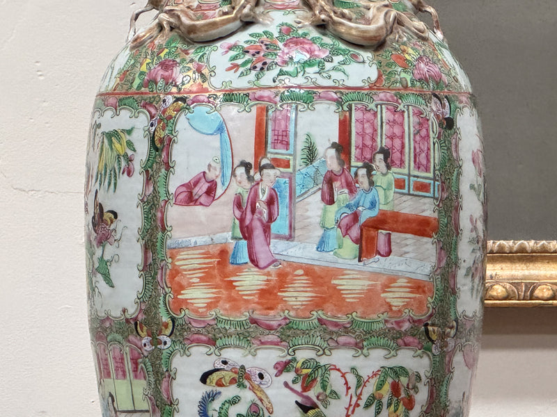 A 19th Century Cantonese Porcelain Famille Rose Vase Lamp