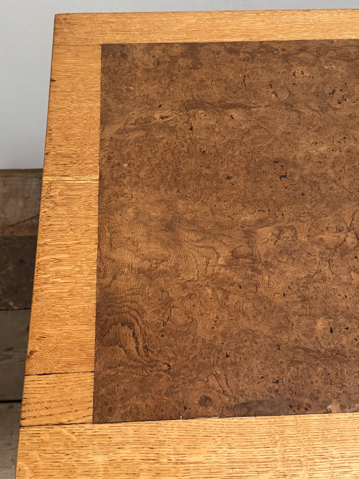 A Late 19th Century Oak & Burr Elm Refectory Table by Bulstrode of Cambridge
