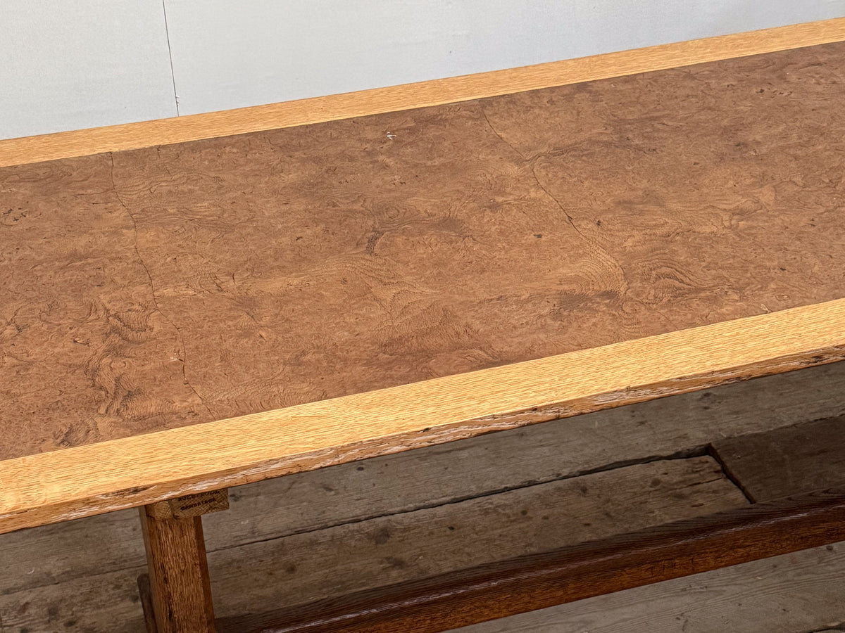 A Late 19th Century Oak & Burr Elm Refectory Table by Bulstrode of Cambridge