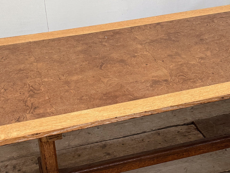 A Late 19th Century Oak & Burr Elm Refectory Table by Bulstrode of Cambridge